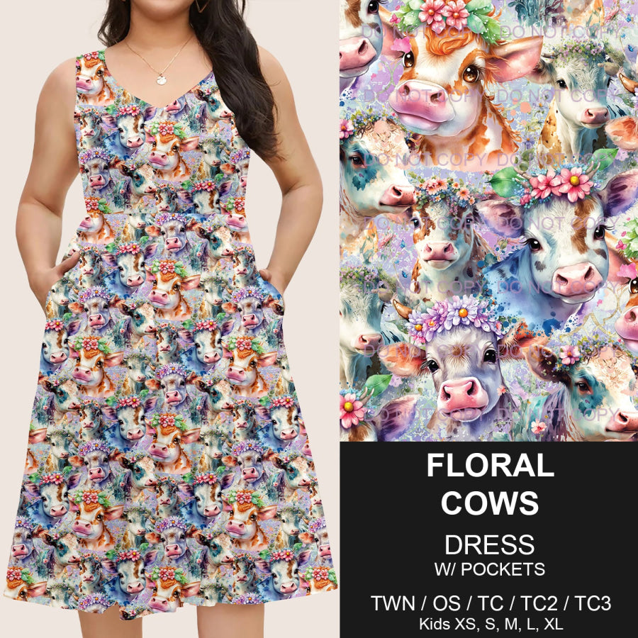 Preorder Custom Pocket Dresses - Floral Cows - Closes 14 Mar - ETA mid Jun 2025 Dresses