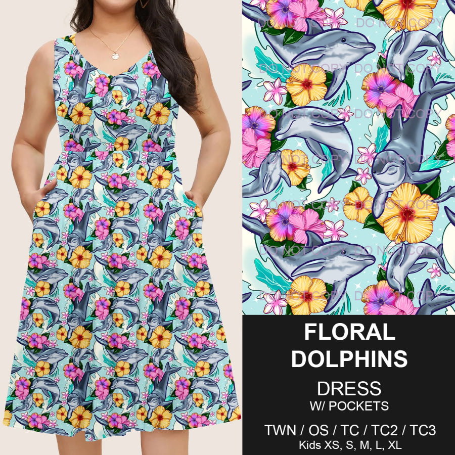 Preorder Custom Pocket Dresses - Floral Dolphins - Closes 14 Mar - ETA mid Jun 2025 Dresses