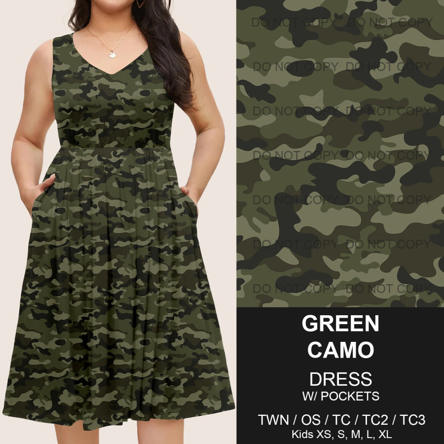 Preorder Custom Pocket Dresses - Green Camo - Closes 14 Mar - ETA mid Jun 2025 Dresses