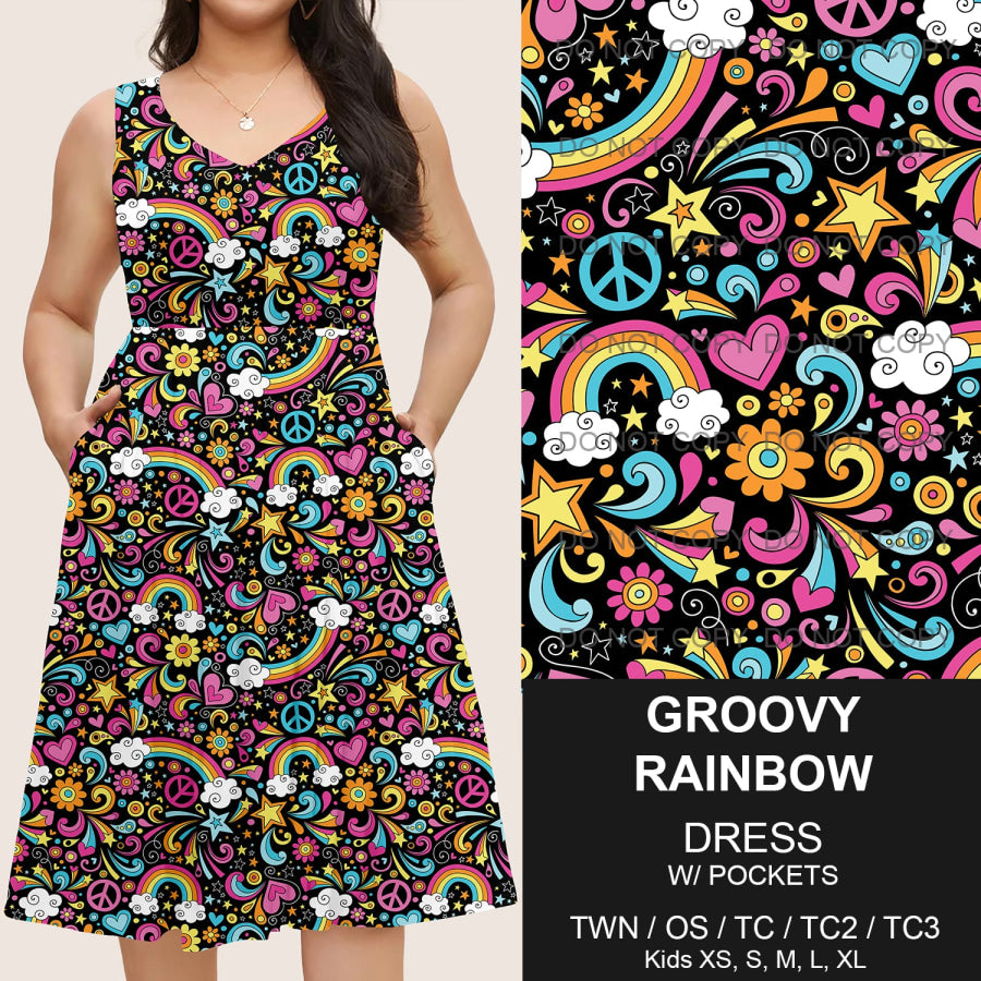 Preorder Custom Pocket Dresses - Groovy Rainbow - Closes 14 Mar - ETA mid Jun 2025 Dresses