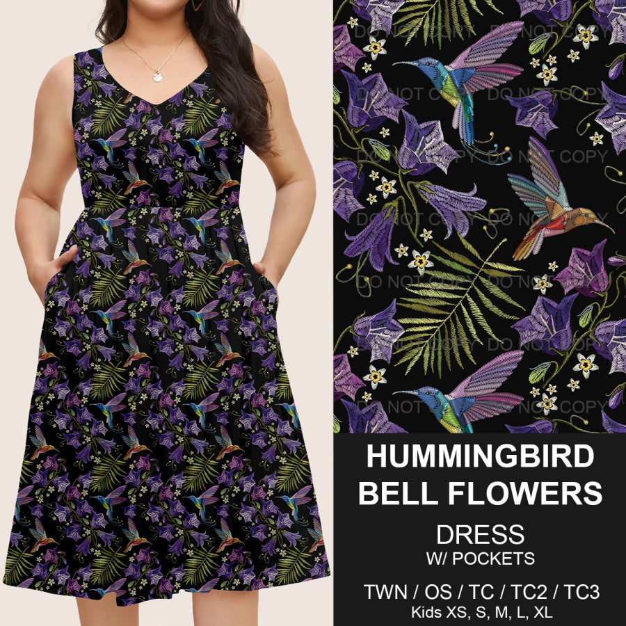 Preorder Custom Pocket Dresses - Hummingbird Bell Flowers - Closes 14 Mar - ETA mid Jun 2025 Dresses