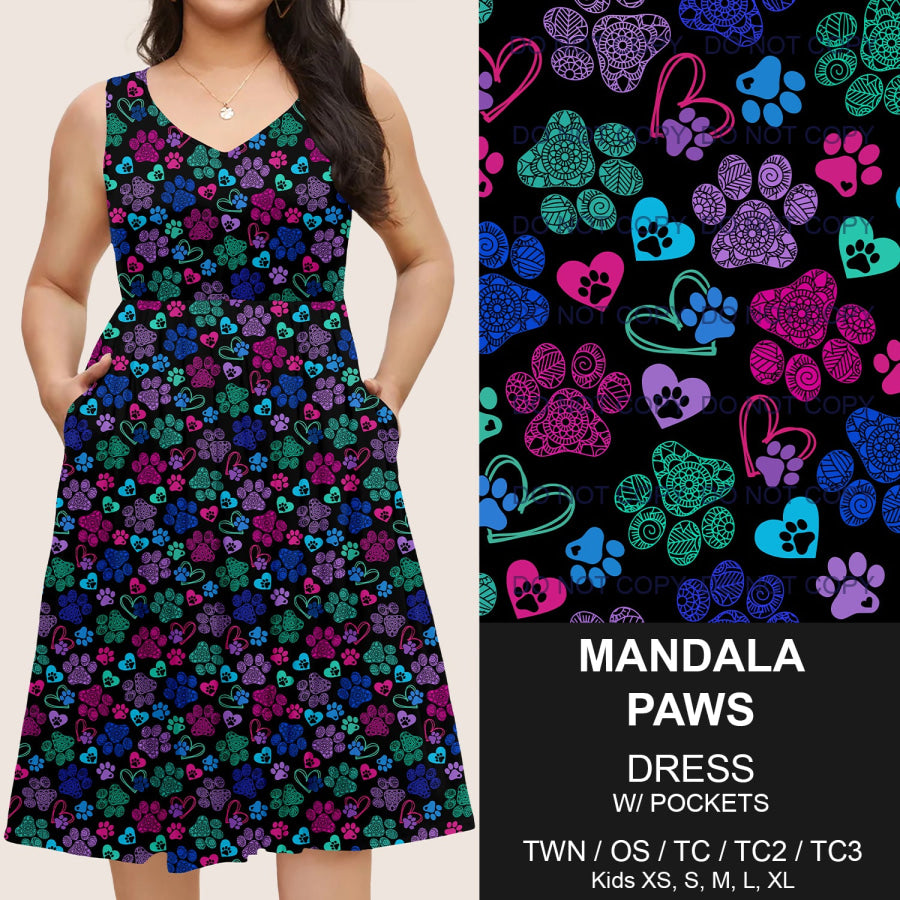 Preorder Custom Pocket Dresses - Mandala Paws - Closes 14 Mar - ETA mid Jun 2025 Dresses