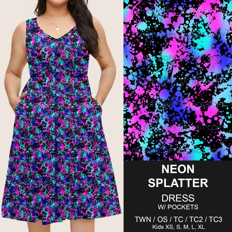 Preorder Custom Pocket Dresses - Neon Splatter - Closes 14 Mar - ETA mid Jun 2025 Dresses