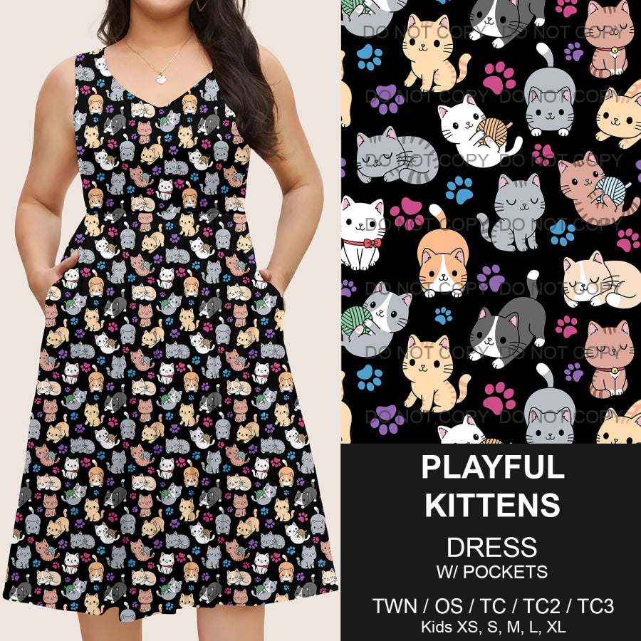 Preorder Custom Pocket Dresses - Playful Kittens - Closes 14 Mar - ETA mid Jun 2025 Dresses