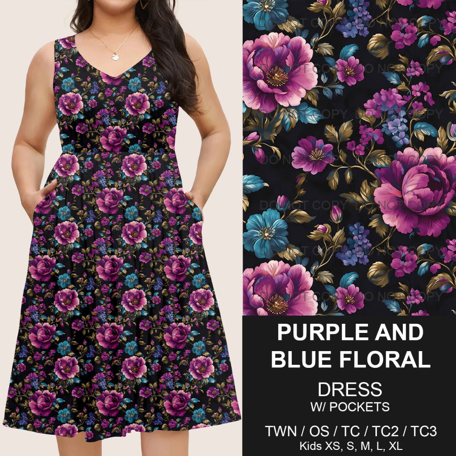 Preorder Custom Pocket Dresses - Purple and Blue Floral - Closes 14 Mar - ETA mid Jun 2025 Dresses