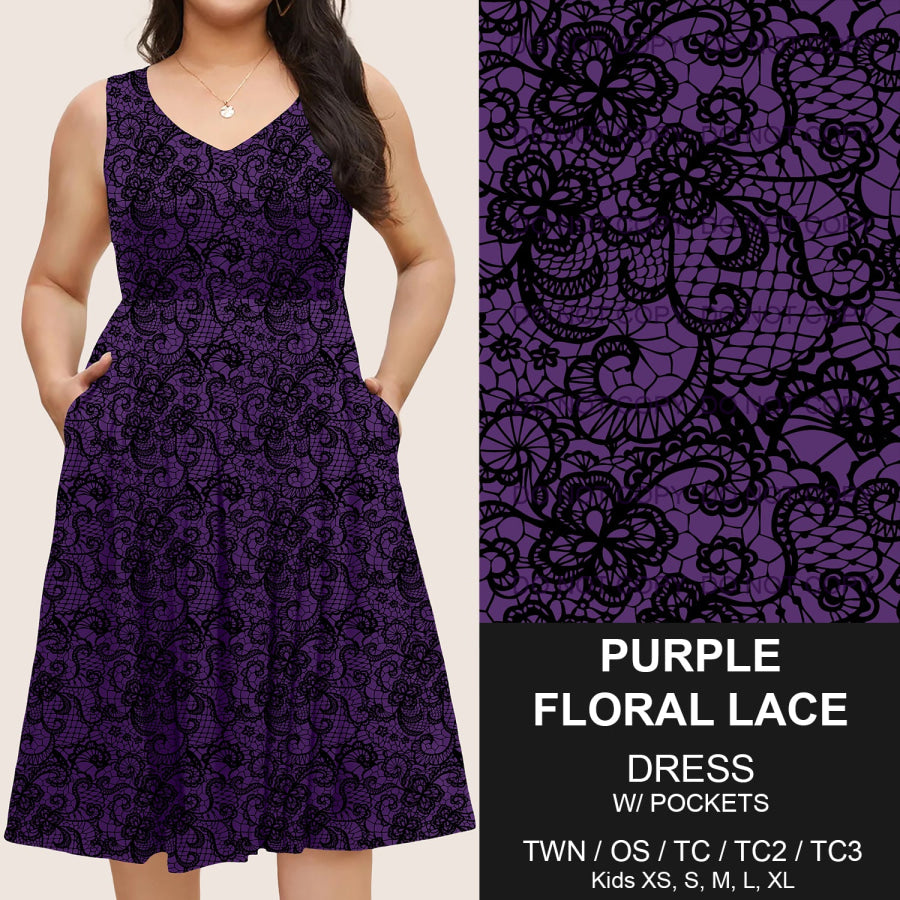 Preorder Custom Pocket Dresses - Purple Floral Lace - Closes 14 Mar - ETA mid Jun 2025 Dresses