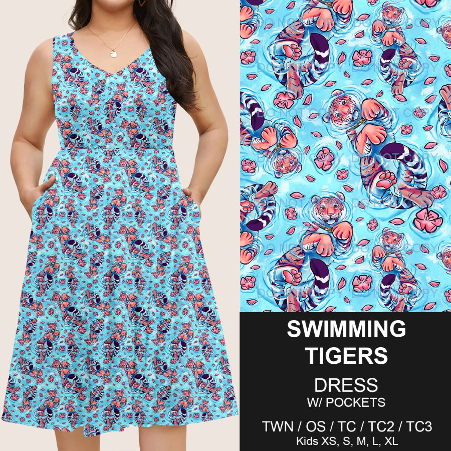 Preorder Custom Pocket Dresses - Swimming Tigers - Closes 14 Mar - ETA mid Jun 2025 Dresses