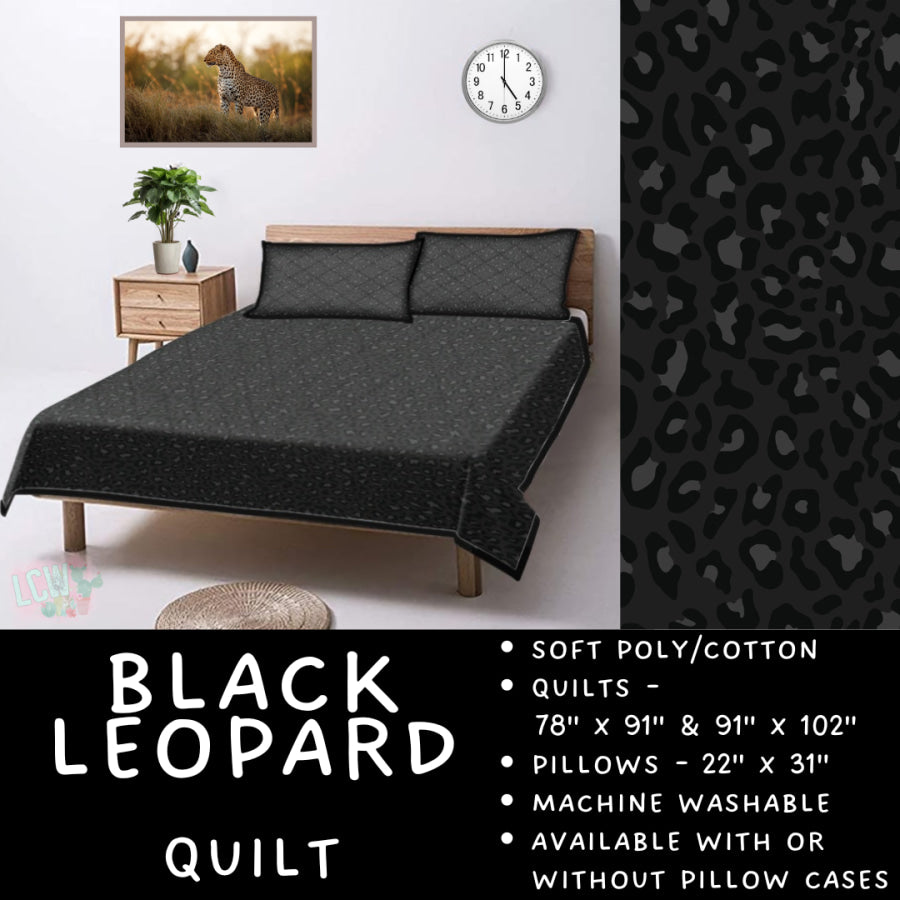 Preorder Custom Quilt / Sham Black Leopard Closes 10 Sep ETA late Nov 2025 Quilts & Comforters