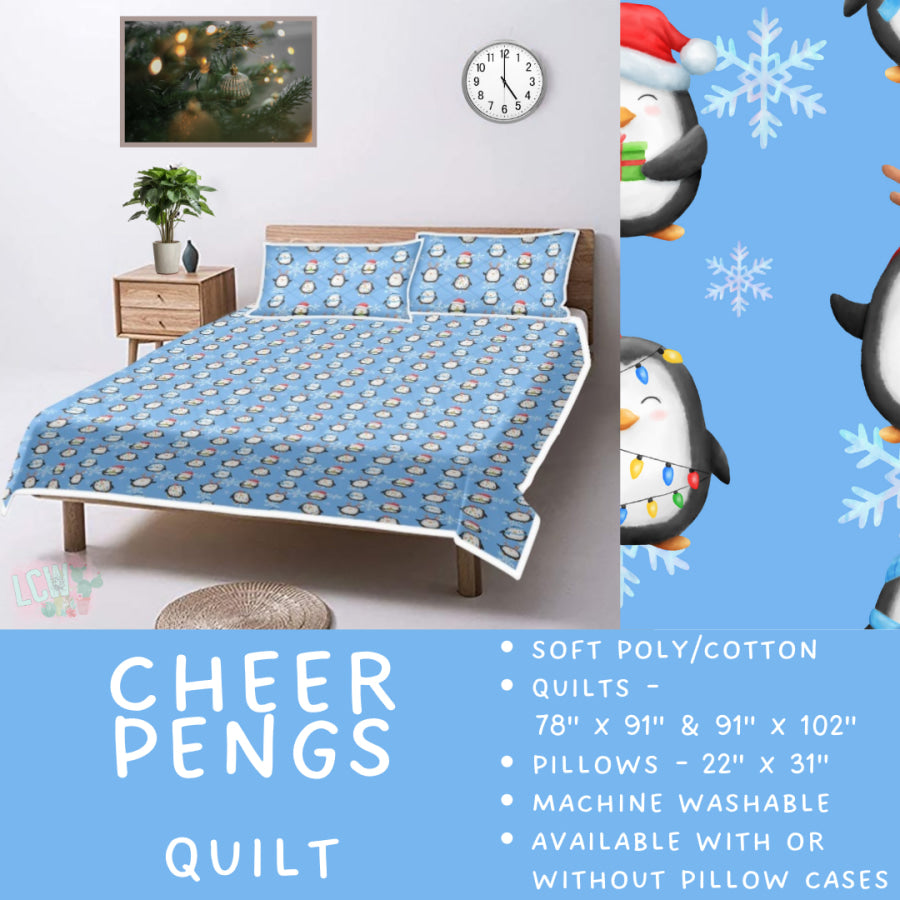 Preorder Custom Quilt / Sham Cheer Pengs Closes 10 Sep ETA late Nov 2025 Quilts & Comforters