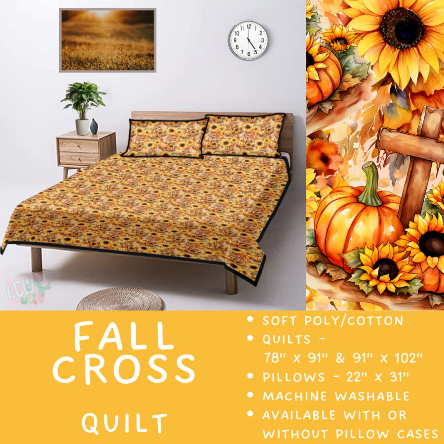 Preorder Custom Quilt / Sham Fall Cross Closes 10 Sep ETA late Nov 2025 Quilts & Comforters