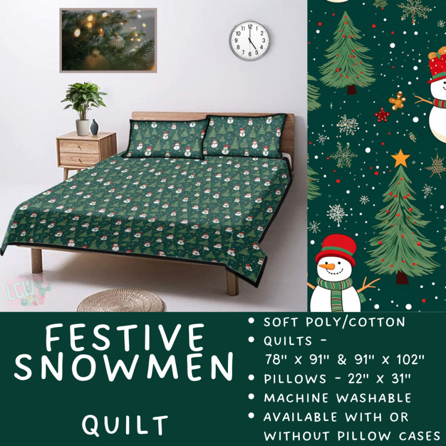 Preorder Custom Quilt / Sham Festive Snowmen Closes 10 Sep ETA late Nov 2025 Quilts &amp; Comforters