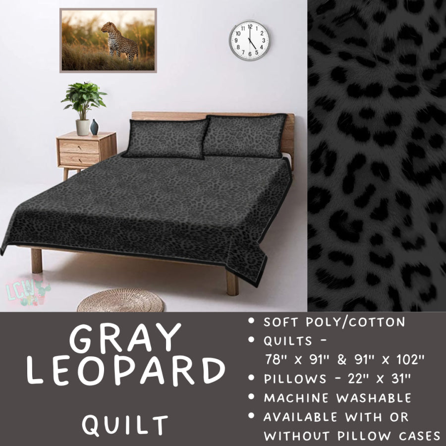 Preorder Custom Quilt / Sham Gray Leopard Closes 10 Sep ETA late Nov 2025 Quilts & Comforters