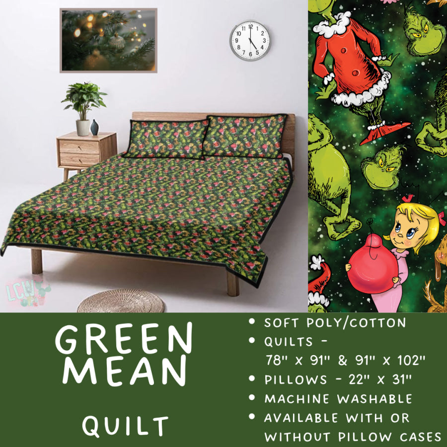 Preorder Custom Quilt / Sham Green Mean Closes 10 Sep ETA late Nov 2025 Quilts & Comforters