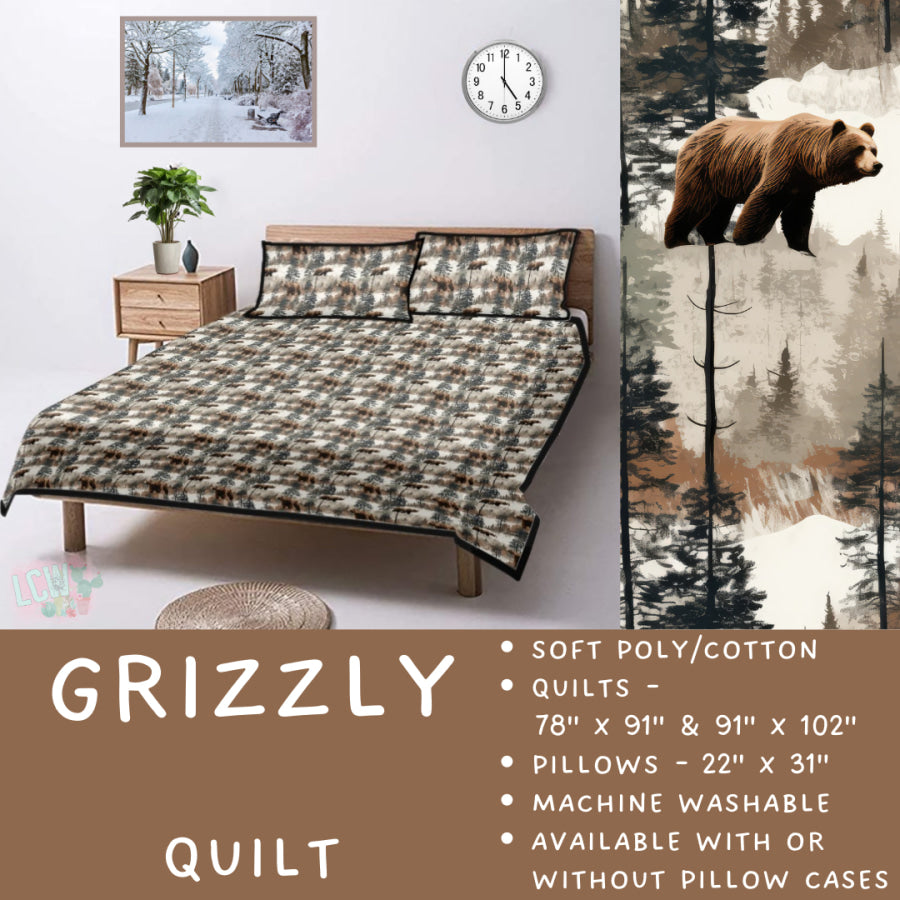 Preorder Custom Quilt / Sham Grizzly Closes 10 Sep ETA late Nov 2025 Quilts & Comforters