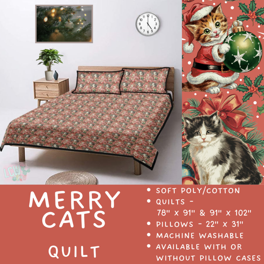 Preorder Custom Quilt / Sham Merry Cats Closes 10 Sep ETA late Nov 2025 Quilts & Comforters