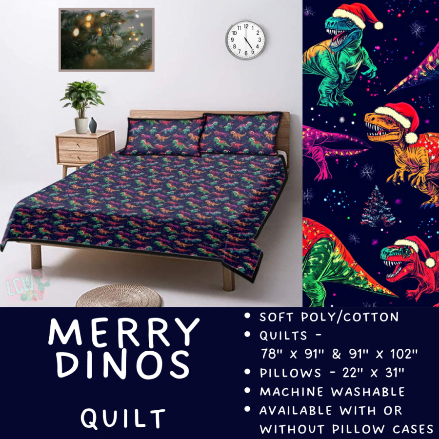 Preorder Custom Quilt / Sham Merry Dinos Closes 10 Sep ETA late Nov 2025 Quilts & Comforters