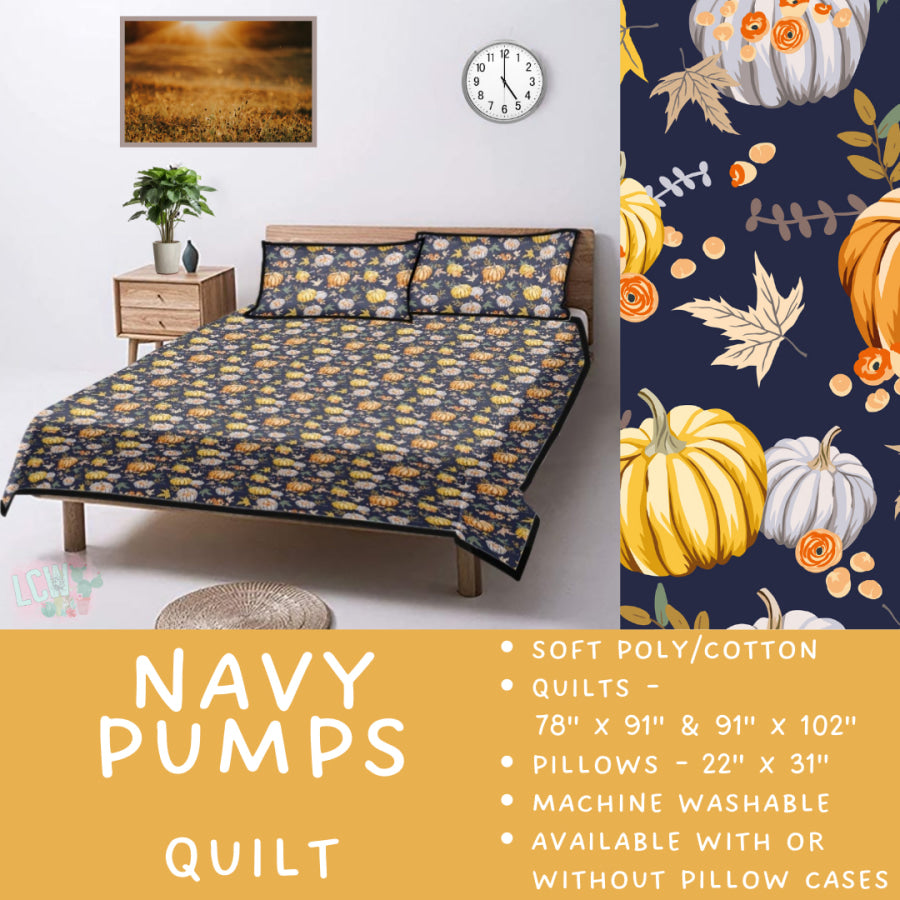 Preorder Custom Quilt / Sham Navy Pumps Closes 10 Sep ETA late Nov 2025 Quilts & Comforters