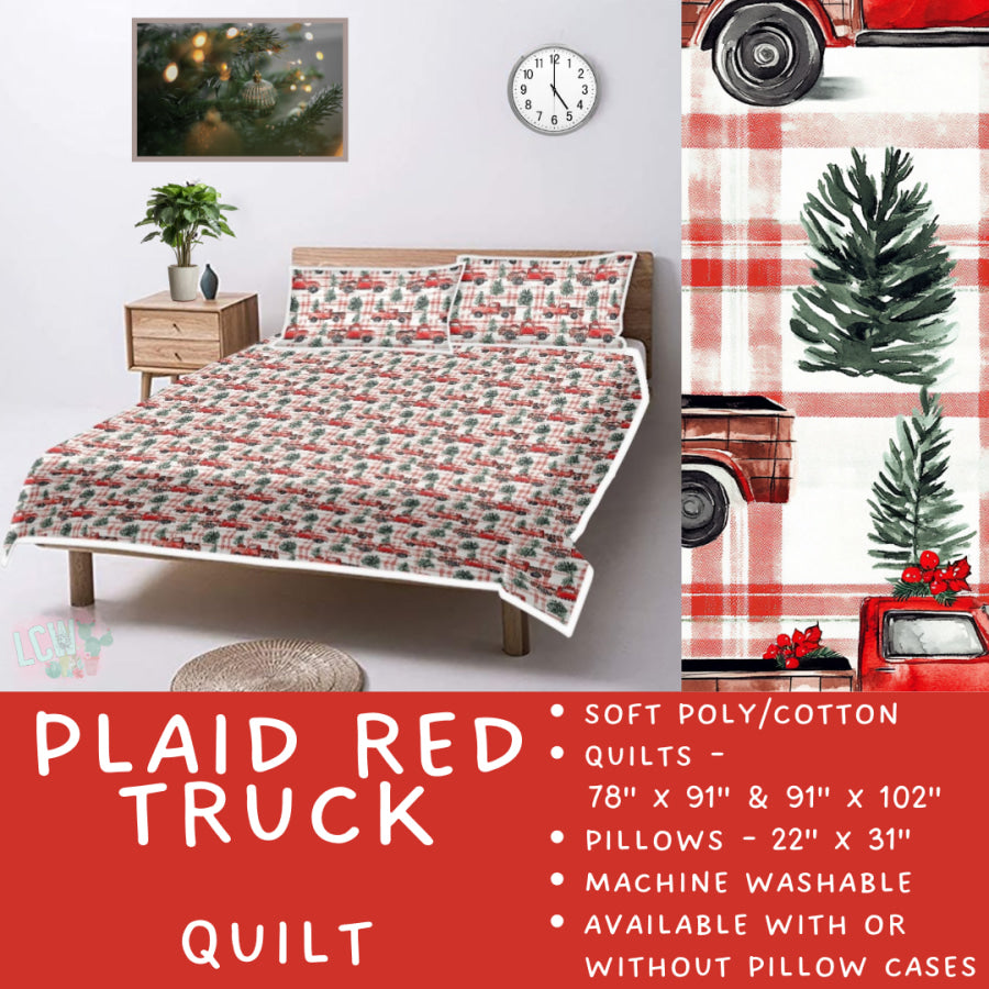 Preorder Custom Quilt / Sham Plaid Red Truck Closes 10 Sep ETA late Nov 2025 Quilts & Comforters