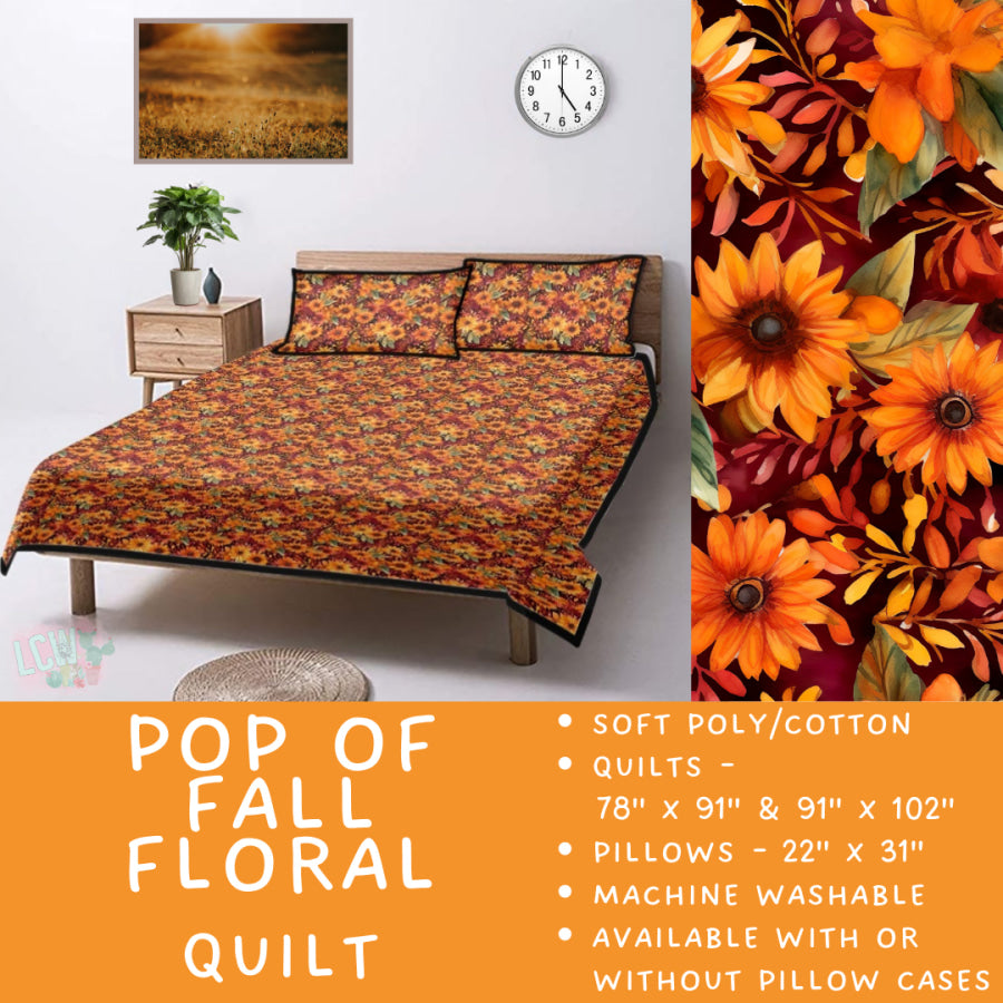 Preorder Custom Quilt / Sham Pop Of Fall Floral Closes 10 Sep ETA late Nov 2025 Quilts & Comforters