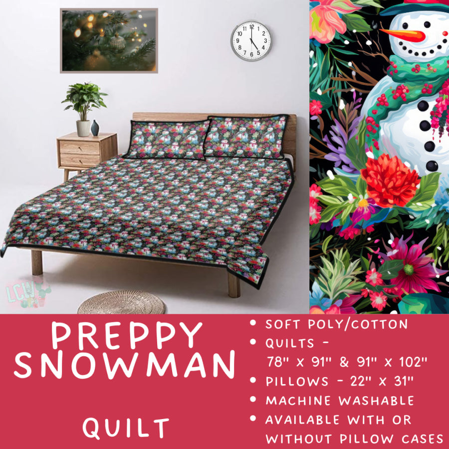 Preorder Custom Quilt / Sham Preppy Snowman Closes 10 Sep ETA late Nov 2025 Quilts & Comforters