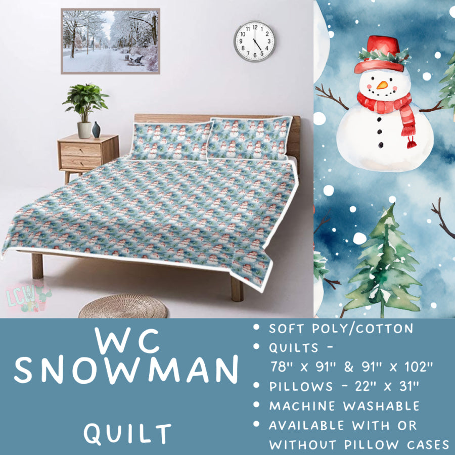 Preorder Custom Quilt / Sham WC Snowman Closes 10 Sep ETA late Nov 2025 Quilts & Comforters