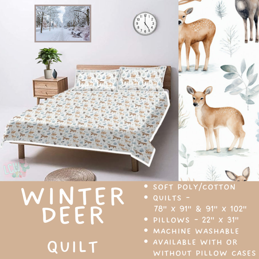 Preorder Custom Quilt / Sham Winter Deer Closes 10 Sep ETA late Nov 2025 Quilts & Comforters