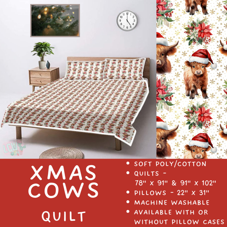 Preorder Custom Quilt / Sham Xmas Cows Closes 10 Sep ETA late Nov 2025 Quilts & Comforters