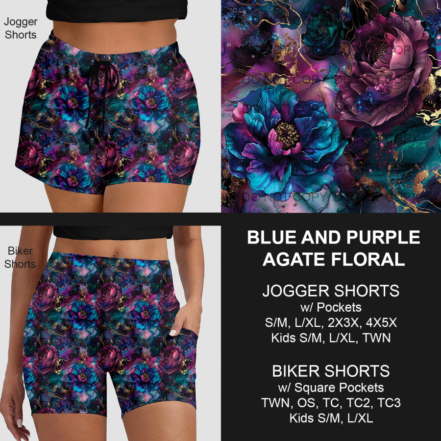 PREORDER Custom Shorts - Blue and Purple Agate Floral - Closes 30 Mar - ETA late Jun 2025 Loungewear