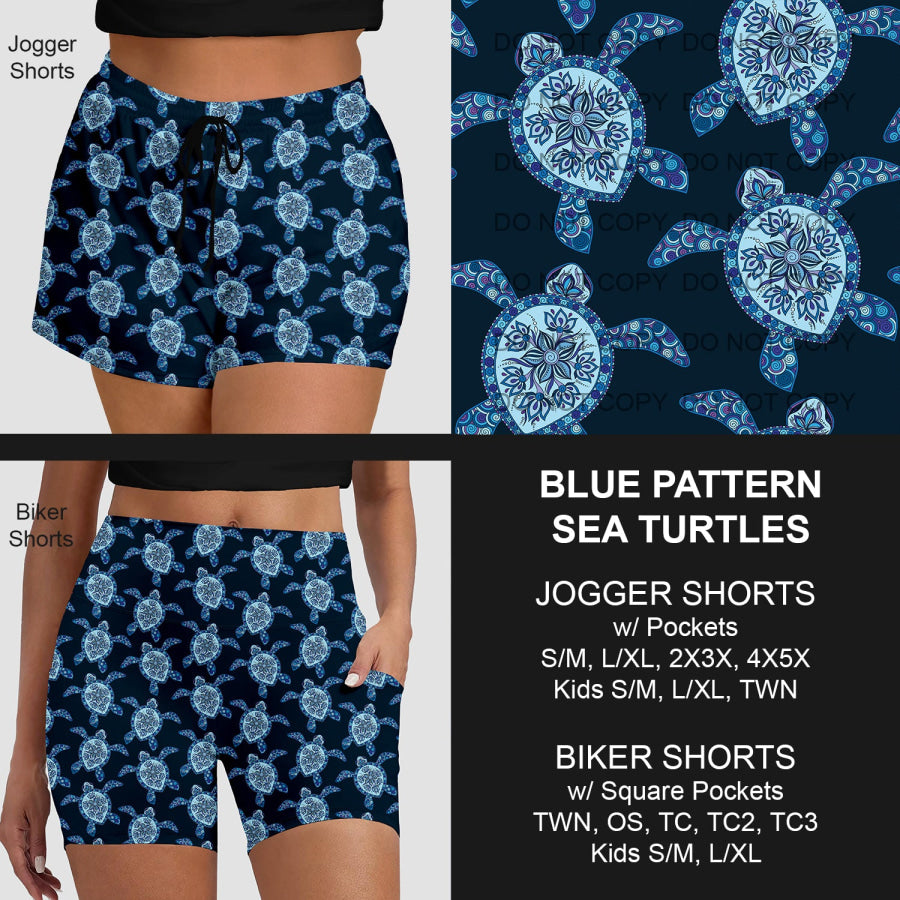 PREORDER Custom Shorts - Blue Pattern Sea Turtles - Closes 30 Mar - ETA late Jun 2025 Loungewear