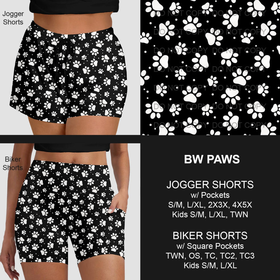 PREORDER Custom Shorts - BW Paws - Closes 30 Mar - ETA late Jun 2025 Loungewear