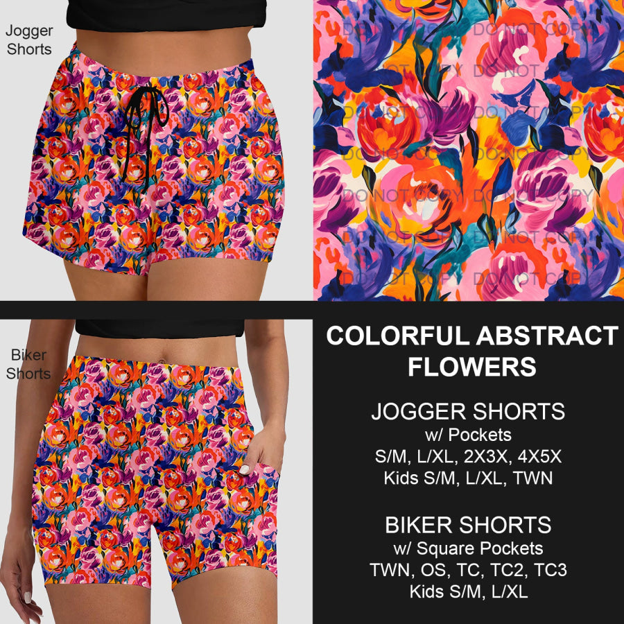 PREORDER Custom Shorts - Colourful Abstract Flowers - Closes 30 Mar - ETA late Jun 2025 Loungewear