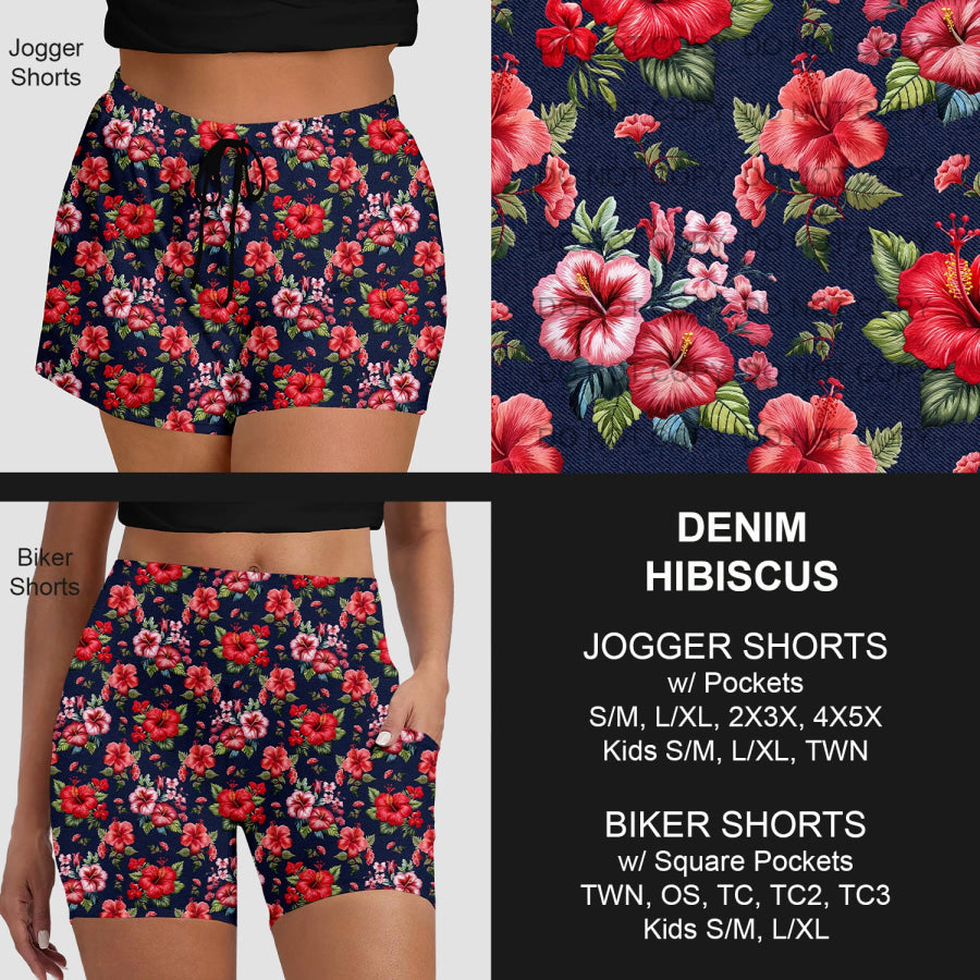 PREORDER Custom Shorts - Denim Hibiscus - Closes 30 Mar - ETA late Jun 2025 Loungewear