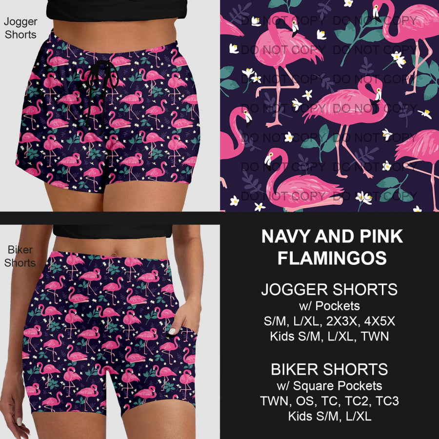 PREORDER Custom Shorts - Navy and Pink Flamingos - Closes 30 Mar - ETA late Jun 2025 Loungewear