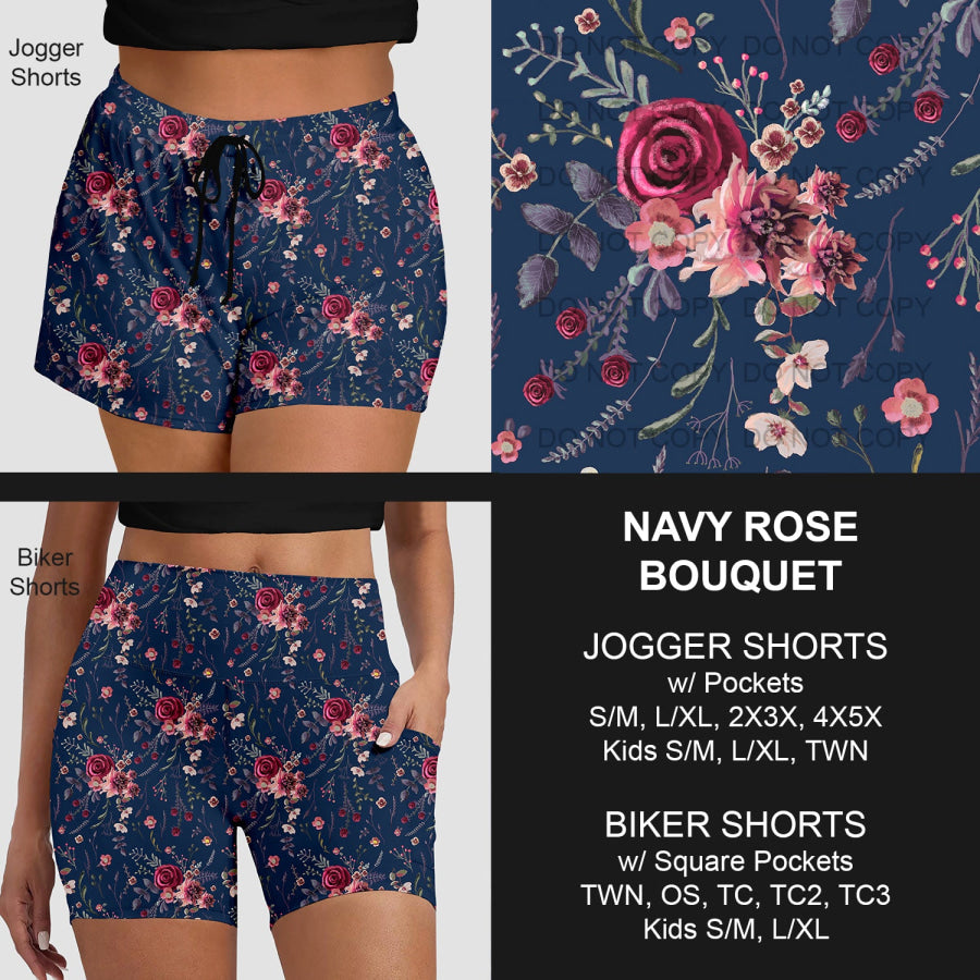 PREORDER Custom Shorts - Navy Rose Bouquet - Closes 30 Mar - ETA late Jun 2025 Loungewear