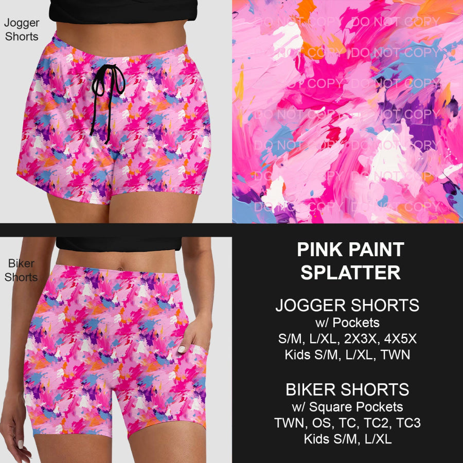 PREORDER Custom Shorts - Pink Paint Splatter - Closes 30 Mar - ETA late Jun 2025 Loungewear