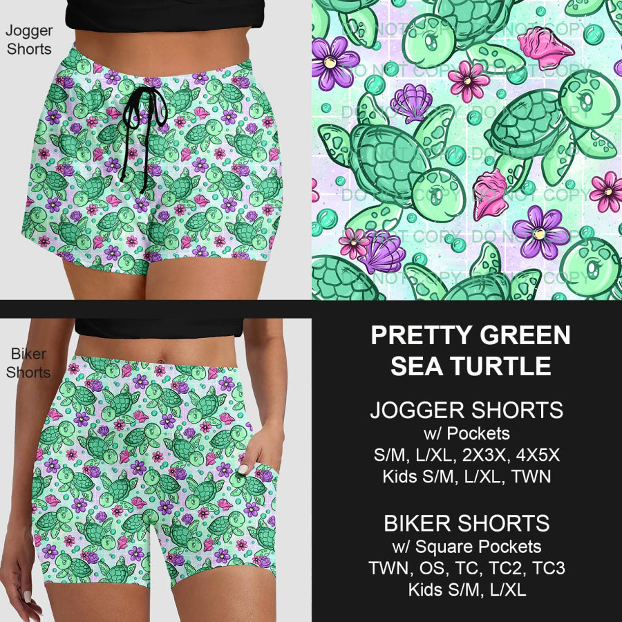 PREORDER Custom Shorts - Pretty Green Sea Turtle - Closes 30 Mar - ETA late Jun 2025 Loungewear