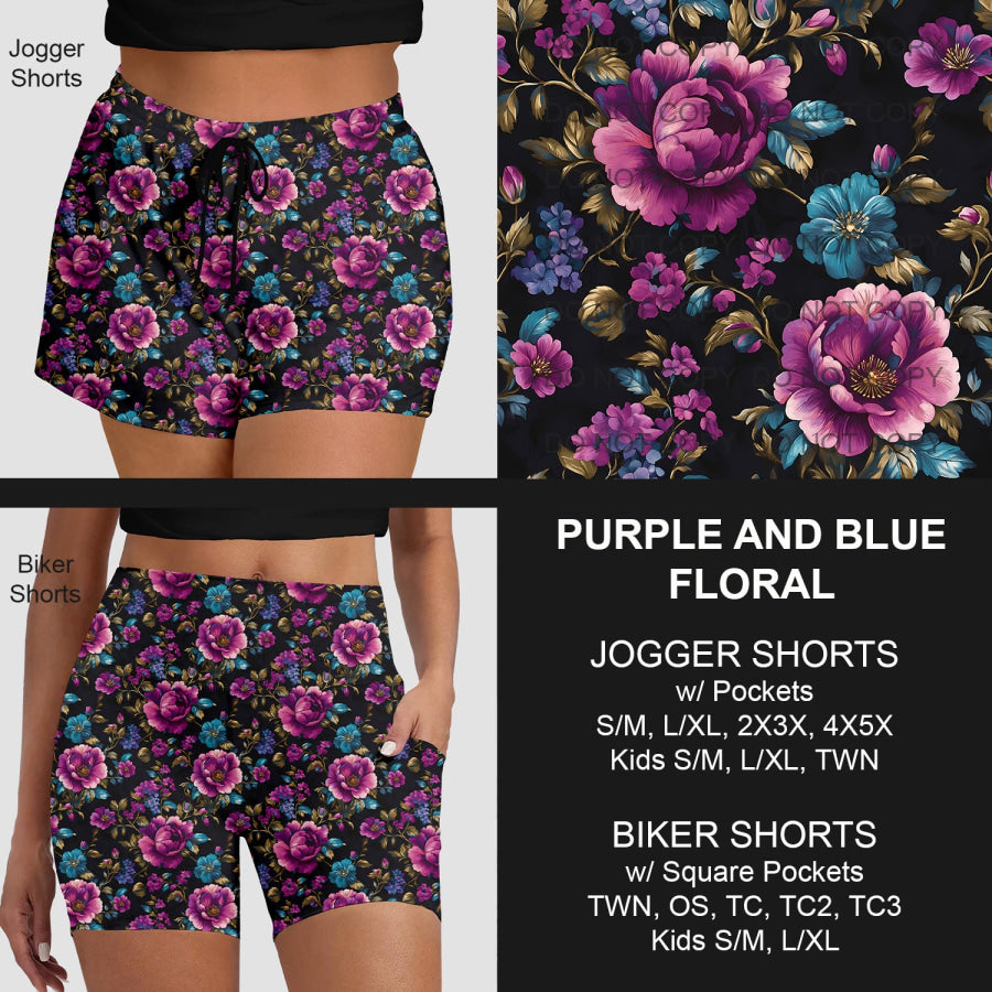 PREORDER Custom Shorts - Purple and Blue Floral - Closes 30 Mar - ETA late Jun 2025 Loungewear