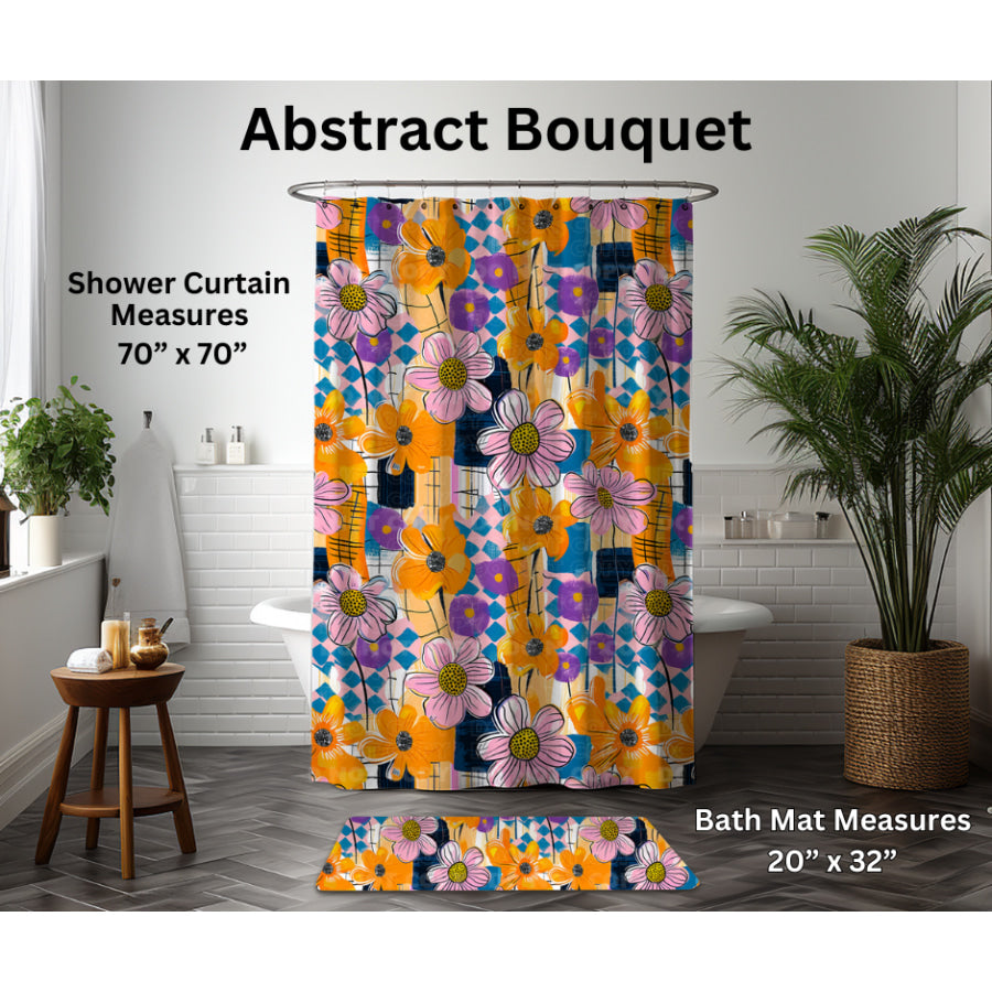 Preorder Custom Shower Curtain / Bath Mat - Abstract Bouquet - Closes 6 Jan - ETA late Apr 2025 Shower Curtains and Bath Mats