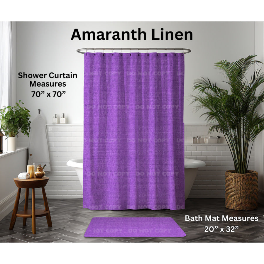 Preorder Custom Shower Curtain / Bath Mat - Amaranth Linen - Closes 6 Jan - ETA late Apr 2025 Shower Curtains and Bath Mats