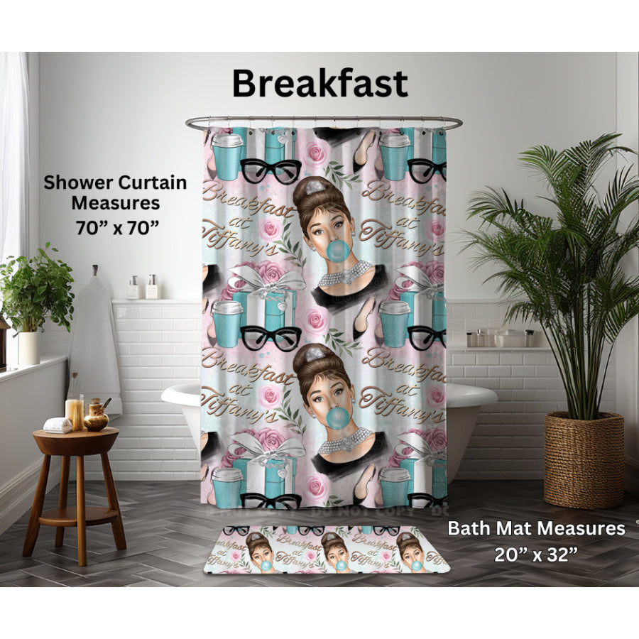 Preorder Custom Shower Curtain / Bath Mat - Breakfast - Closes 6 Jan - ETA late Apr 2025 Shower Curtains and Bath Mats