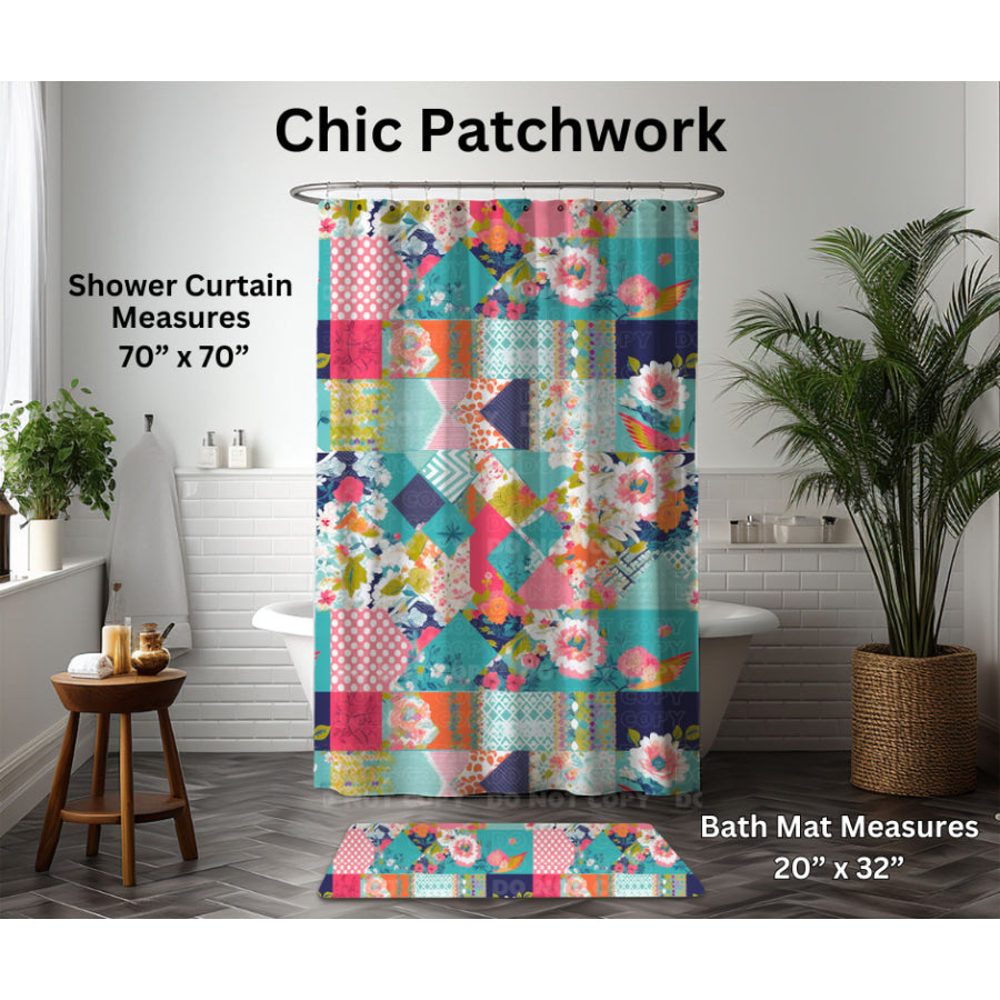 Preorder Custom Shower Curtain / Bath Mat - Chic Patchwork - Closes 6 Jan - ETA late Apr 2025 Shower Curtains and Bath Mats