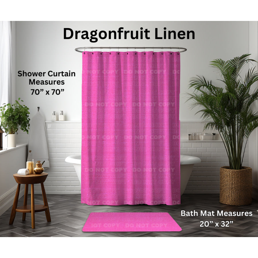 Preorder Custom Shower Curtain / Bath Mat - Dragonfruit Linen - Closes 6 Jan - ETA late Apr 2025 Shower Curtains and Bath Mats