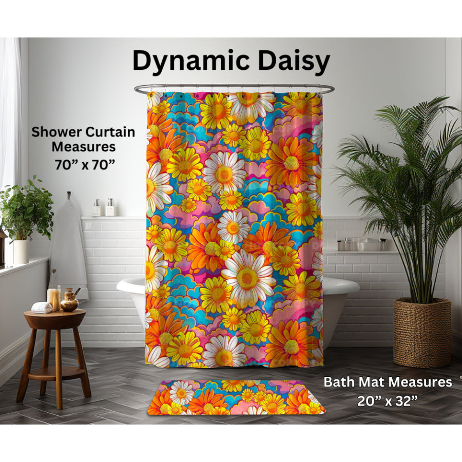 Preorder Custom Shower Curtain / Bath Mat - Dynamic Daisy - Closes 6 Jan - ETA late Apr 2025 Shower Curtains and Bath Mats