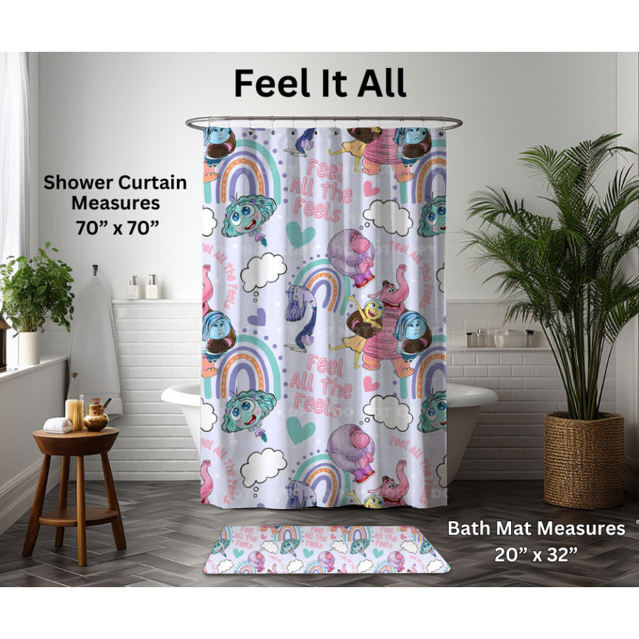 Preorder Custom Shower Curtain / Bath Mat - Feel It All - Closes 6 Jan - ETA late Apr 2025 Shower Curtains and Bath Mats