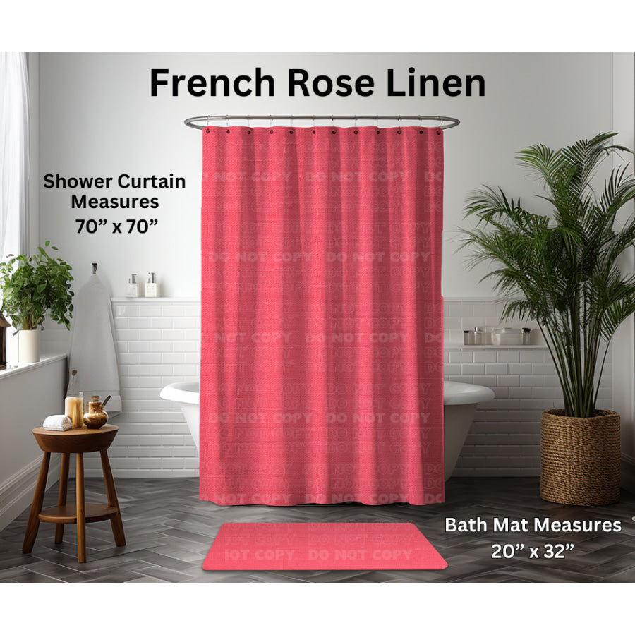 Preorder Custom Shower Curtain / Bath Mat - French Rose Linen - Closes 6 Jan - ETA late Apr 2025 Shower Curtains and Bath Mats