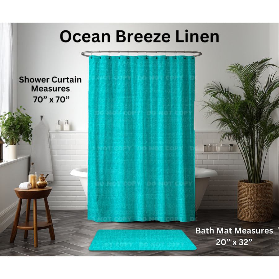 Preorder Custom Shower Curtain / Bath Mat - Ocean Breeze Linen - Closes 6 Jan - ETA late Apr 2025 Shower Curtains and Bath Mats