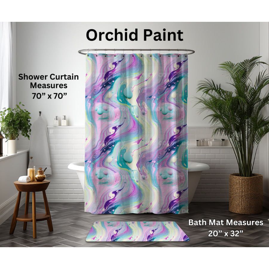 Preorder Custom Shower Curtain / Bath Mat - Orchid Paint - Closes 6 Jan - ETA late Apr 2025 Shower Curtains and Bath Mats