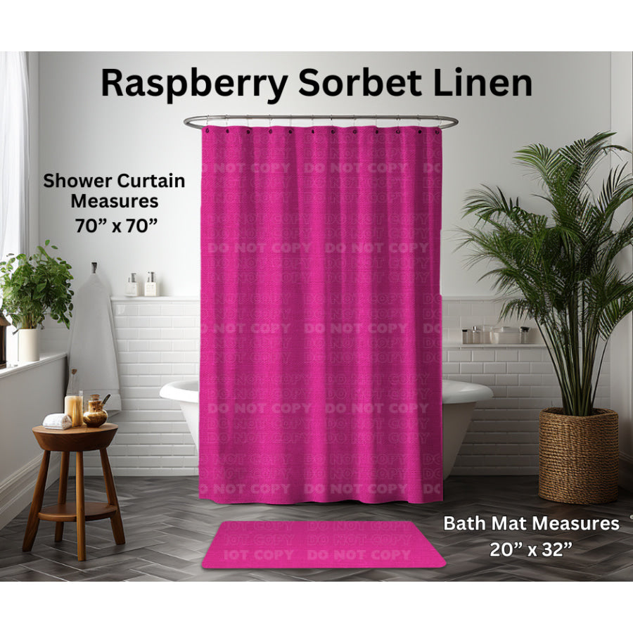 Preorder Custom Shower Curtain / Bath Mat - Raspberry Sorbet Linen - Closes 6 Jan - ETA late Apr 2025 Shower Curtains and Bath Mats