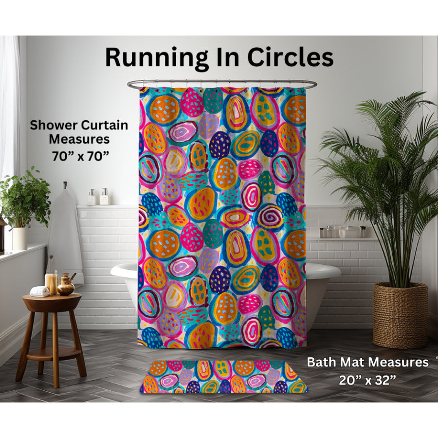 Preorder Custom Shower Curtain / Bath Mat - Running In Circles - Closes 6 Jan - ETA late Apr 2025 Shower Curtains and Bath Mats