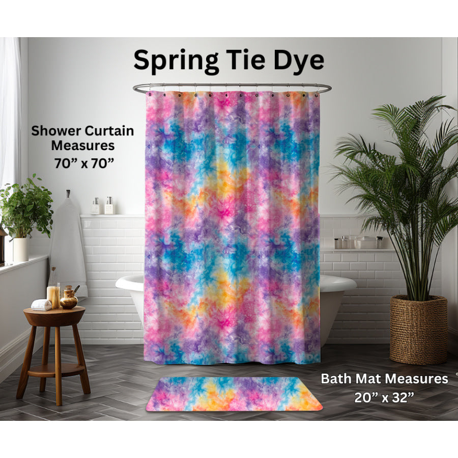 Preorder Custom Shower Curtain / Bath Mat - Spring Tie Dye - Closes 6 Jan - ETA late Apr 2025 Shower Curtains and Bath Mats